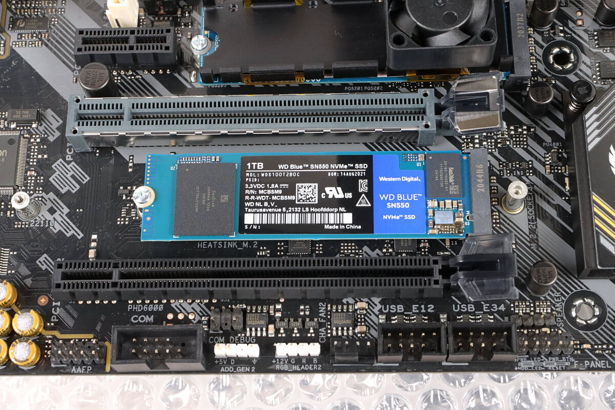 WD BLUE SN500 1GBをPCIe3.0×4スロットに装着
