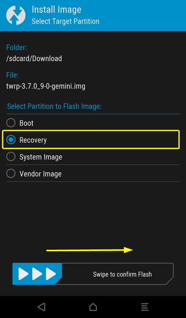 TWRP.imgをRecoveryでインストールする