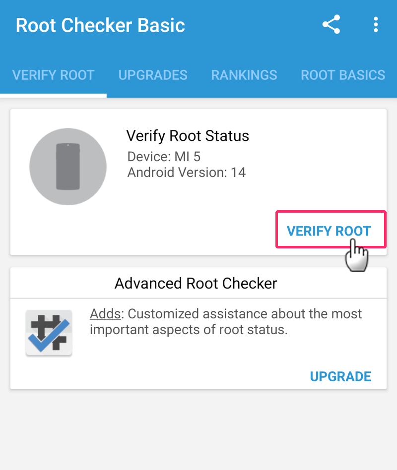 Root Checkerアプリを起動する